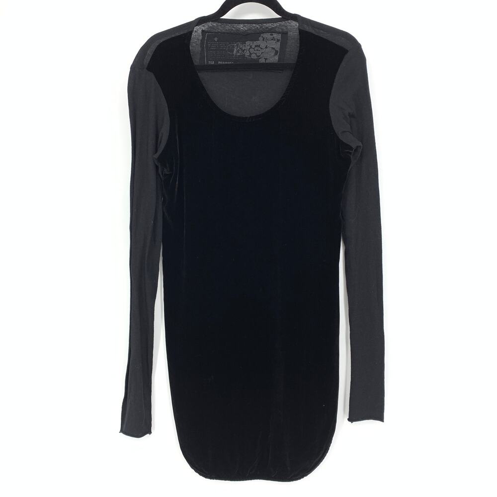Rundholz Black Label Mini Dress Women's Sz Medium Velvet Knit Black Long Sleeve
